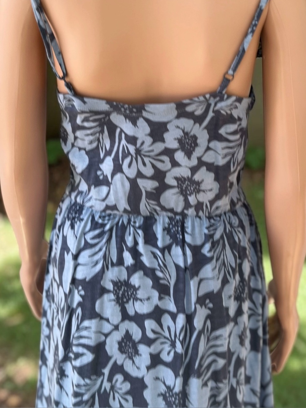 Market & Spruce Blue Floral Maxi Dress Pockets Size M Cotton Modal - Picture 3 of 9